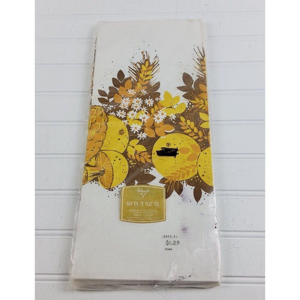 Vintage Ambassador Paper Table Cloth Thanksgiving Fall Sealed 60" X 102" Lot (5)